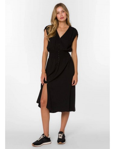 Persa Midi Dress With Slit - Black soldes