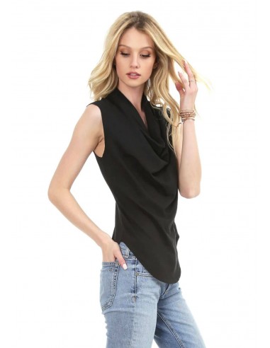 Kenzie Cowl Banded Tank Top - Black est présent 