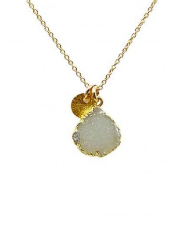 Electroform Necklace with Gold Disc and White Druzy de la marque