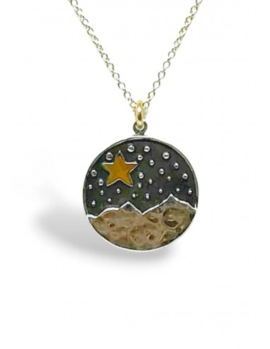 Oxidized Sterling Silver Moon + Star Necklace soldes