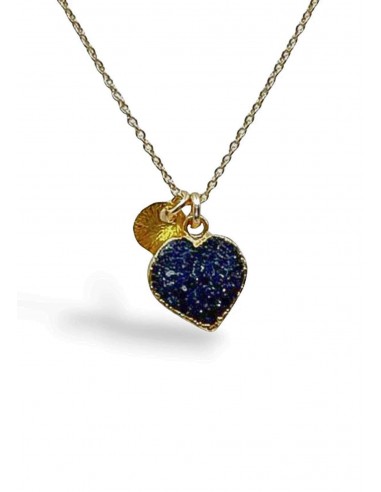 Electroform Necklace with Gold Disc and Aqua Druzy Véritable concentré