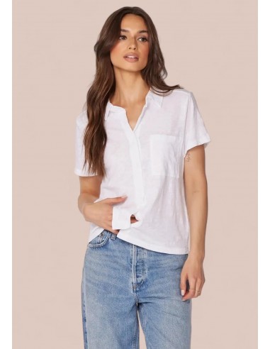 Ellie Button Front Tee Shirt - White les ligaments