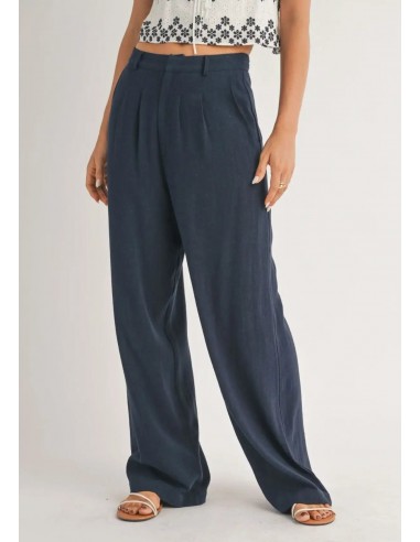 Sandy Cove Pleated Pants - Navy pas chere