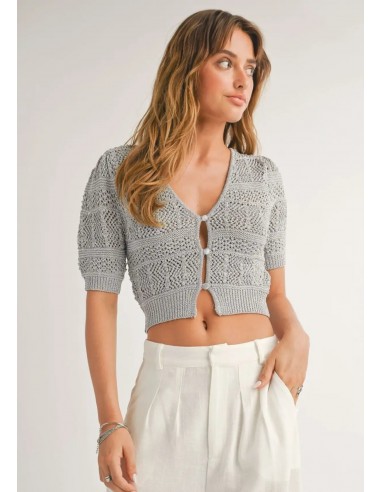 Sylvie Short Sleeve Cardigan - Silver Les êtres humains sont 