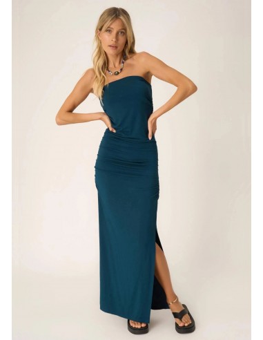 Naia Strapless Side Ruched Maxi Dress - Oceanic Teal Le MVP de beaucoup