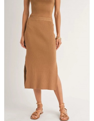 Renata Ribbed Midi Skirt - Camel Venez acheter