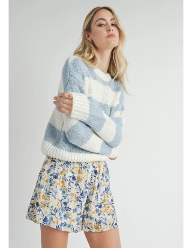 Clara Chunky Stripe Sweater - Ivory Sky Comparez plus de prix