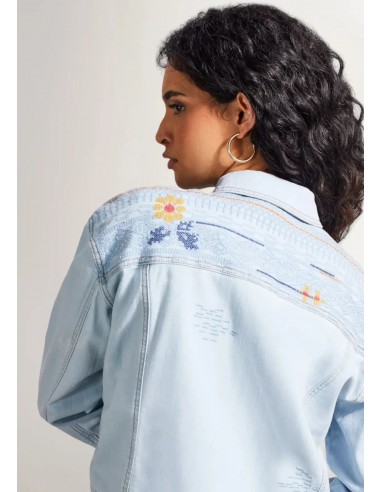 Bella Embroidered Classic Denim Jacket soldes