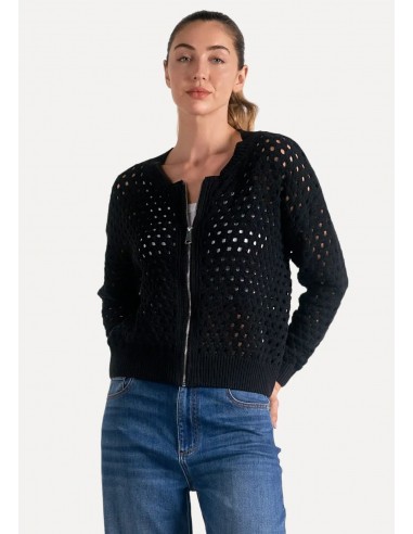 Maya Zip Cardigan Sweater - Black Fin de série