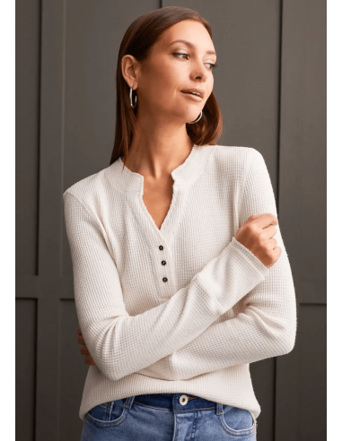 Simone Henley Thermal Top - Eggshell meilleur choix