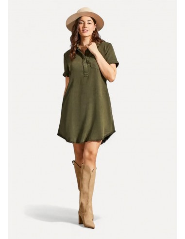 Pop Over Shirt Dress - Olive outlet