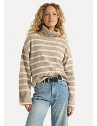 Josephine Stripe Sweater - Heather Taupe livraison gratuite