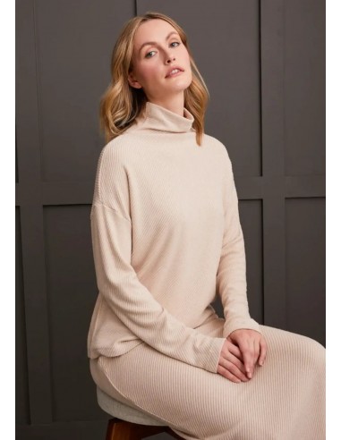 Celine Funnel Neck Top - Beige ou a consommer sur place