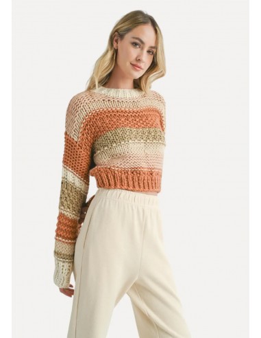 Butter Pecan Chunky Sweater - Brick Multi en stock