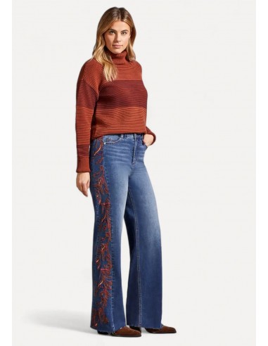 Brooke Hugging Jeans With Side Embroidery - Bluewash en ligne