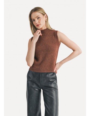 Brianna Turtleneck Sweater Tank - Brown paiement sécurisé