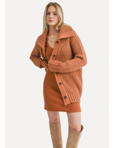 Elianna Wide Collar Cardigan - Rust Livraison rapide