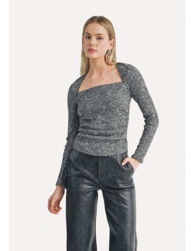 Romantics Long Sleeve Ruched Top - Charcoal vous aussi creer 