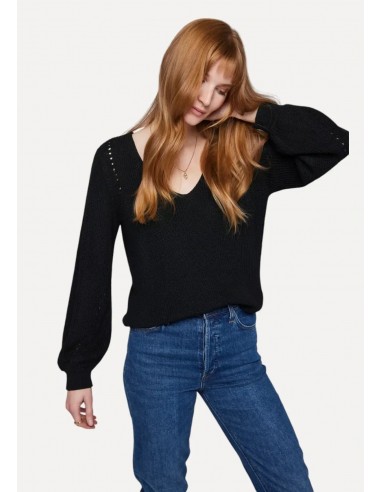 Hailey V-Neck Pullover Sweater - Black Dans la société mordern