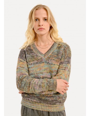 Kallie Multi-Color Stripe Knit Sweater - Grey la colonne vertébrale