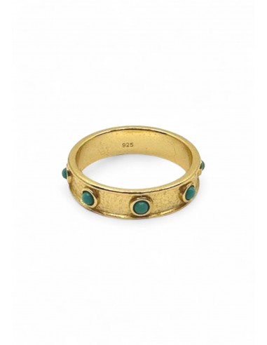 Gold Vermeil Band Ring With Turquoise Cubic Zirconia en ligne des produits 