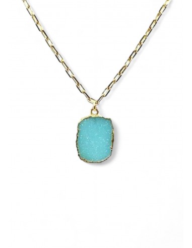 Aqua Druzy Rectangle Necklace de l' environnement