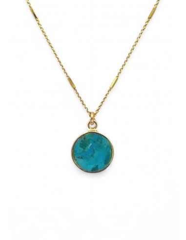 Bezel Set Round Turquoise Necklace brillant des détails fins