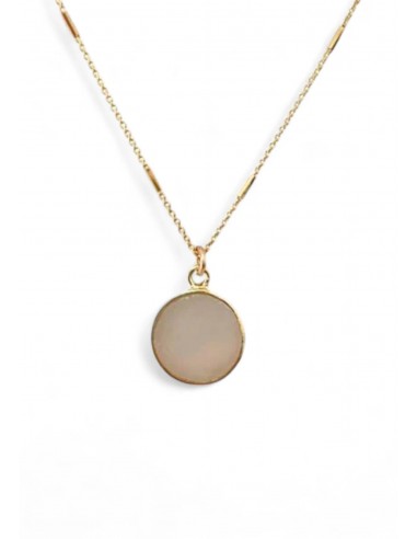 Bezel Set Round Moonstone Necklace pas chere