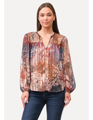 Alessia Long Sleeve Print V-Neck Top vente chaude votre 