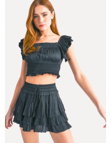 Alana Tier Ruffle Skort - Black sélection de produits