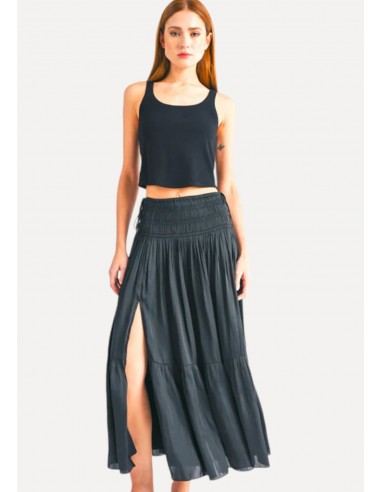 Brooklynn Smocked Waist Maxi Skirt - Black pas chere