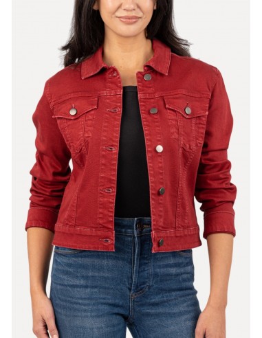 Julie Crop Jacket With Fitted Shoulder - Red Pour