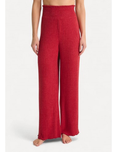 Dawn Smocked Rib Pant - Haute Red votre