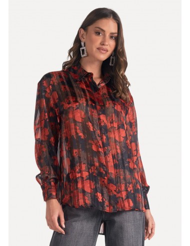 Cali Floral Long Sleeve Button-Up Top Economisez 