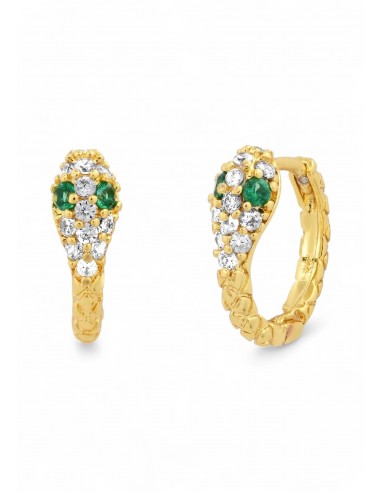 Gold Vermeil Snake Huggies With Green CZ Eyes est présent 