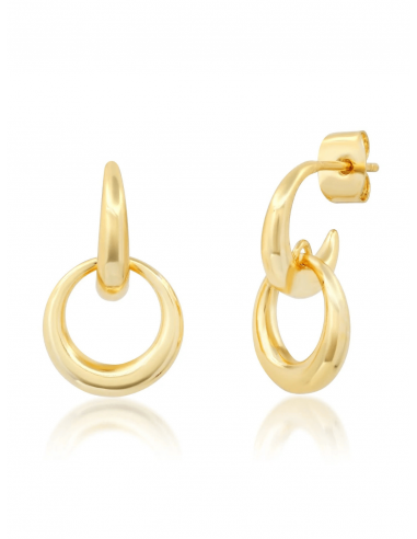 Gold Curved Huggie Earring with Gold Ring destockage