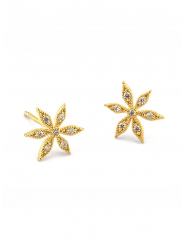 Gold CZ Flower Post Earring Le MVP de beaucoup