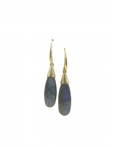 15 x 10mm Bezel Set Oval Stone on 18K Gold Fill Ear Wire, Labradorite Profitez des Offres !