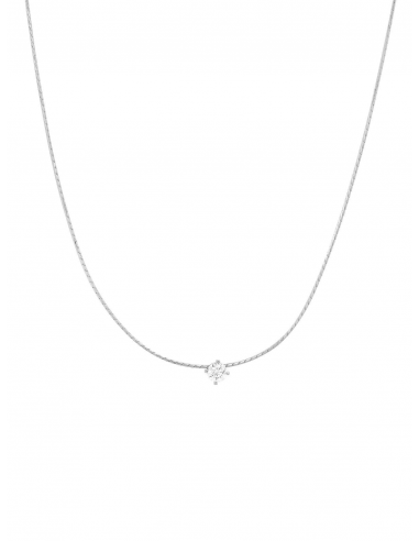 925 Sterling Silver Chain Necklace  with Crystal livraison gratuite