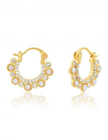 Gold-White Opal and Clear Huggie Earring la colonne vertébrale