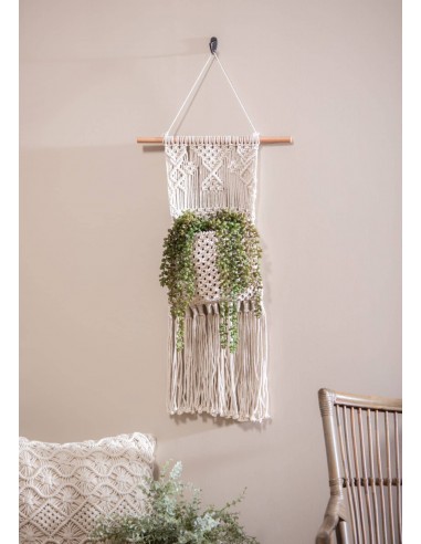 Macrame Wall Pocket Plant Cover - Natural Paris Déstockage Promo