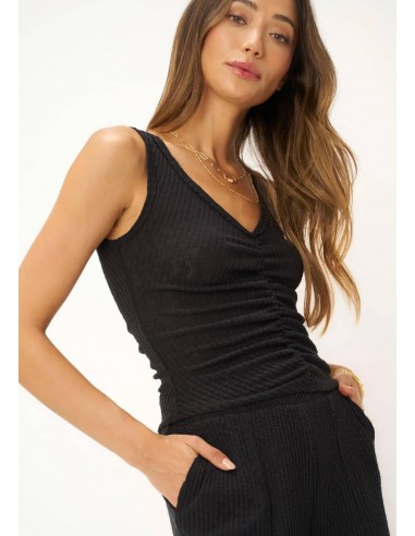 Cabana Ruched Textured Rib Tank - Black 2024