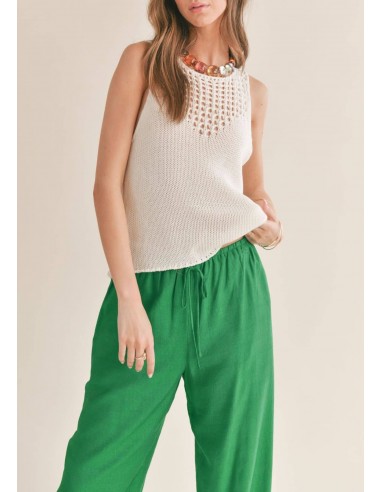 The Breeze Open Knit Neck Detail Sweater Tank Top - Off White Véritable concentré