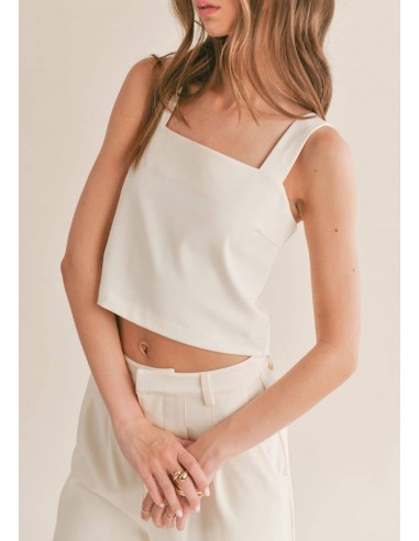 Follow ME Relaxed Open Back Crop Top - Off White / Marigold des créatures d'habitude