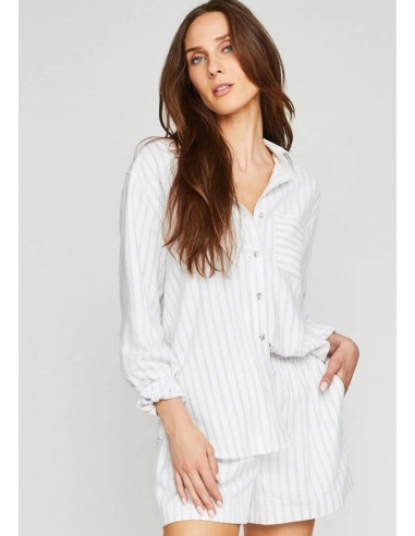 Portia White Striped Button Down Top votre