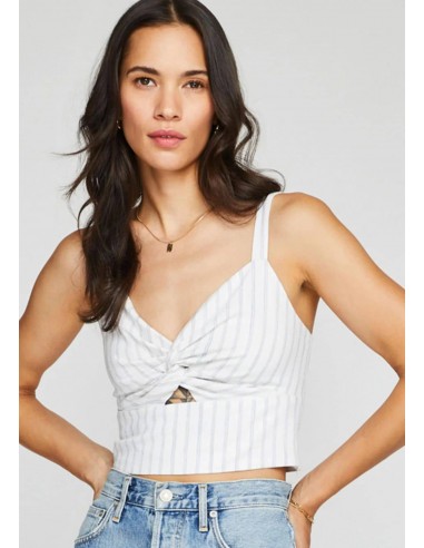 Millie Cropped Tank Top - White Stripe Comparez plus de prix