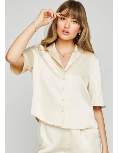 Moxie Button-Down Silk Shirt with Collar - Cream sur le site 