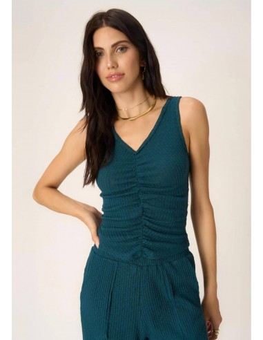 Cabana Ruched Textured Rib Tank - Oceanic Teal des créatures d'habitude