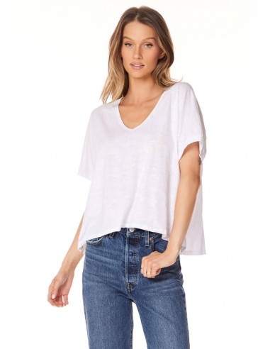 V-Neck Boxy Dolman Sleeve Top - White shop