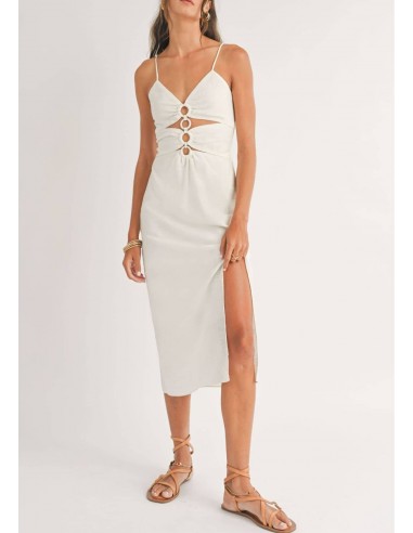 Roam Around Cutout Midi Dress - White pas cher